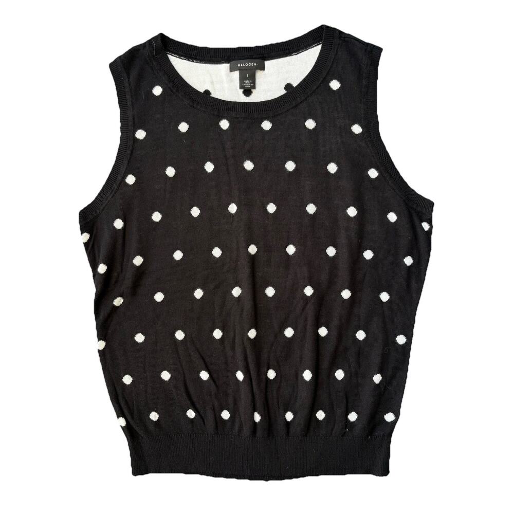 Halogen Large Polka dot Sweater Tank Top Cropped